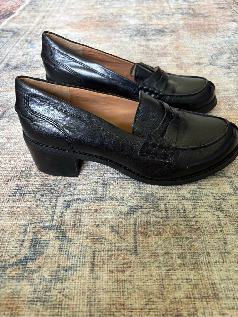 Nine West Black Leather Penny Loafers for Women - Picture 13 of 16